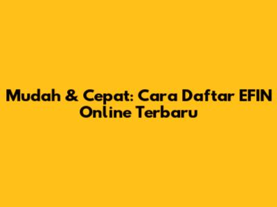 Mudah & Cepat: Cara Daftar EFIN Online Terbaru