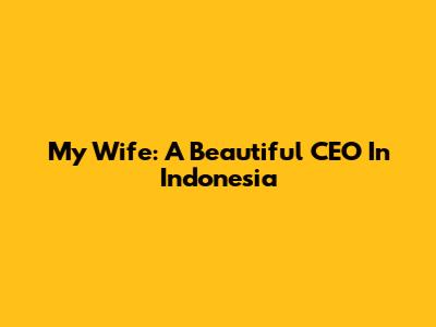 My Wife: A Beautiful CEO In Indonesia
