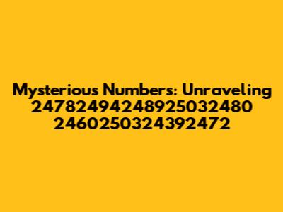 Mysterious Numbers: Unraveling 24782494248925032480 2460250324392472