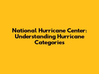 National Hurricane Center: Understanding Hurricane Categories