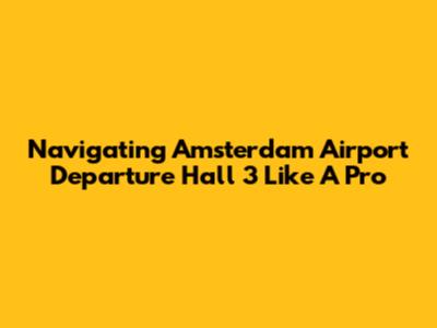 Navigating Amsterdam Airport Departure Hall 3 Like A Pro