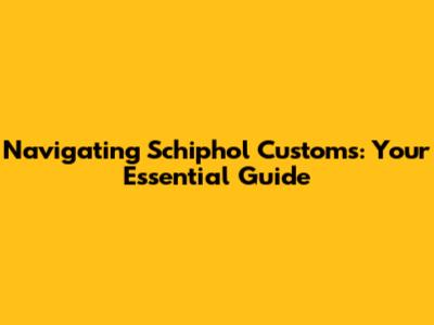 Navigating Schiphol Customs: Your Essential Guide