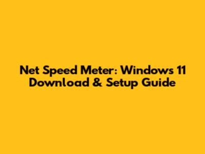Net Speed Meter: Windows 11 Download & Setup Guide