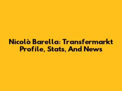 Nicolò Barella: Transfermarkt Profile, Stats, And News