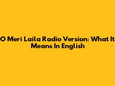 O Meri Laila Radio Version: What It Means In English