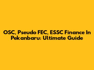 OSC, Pseudo FEC, ESSC Finance In Pekanbaru: Ultimate Guide