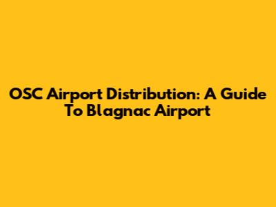 OSC Airport Distribution: A Guide To Blagnac Airport