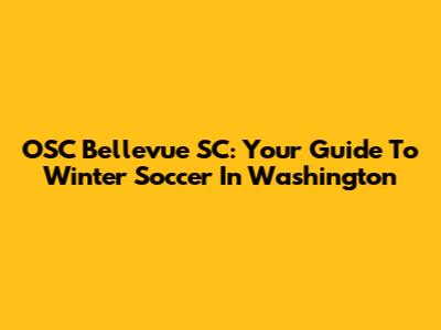OSC Bellevue SC: Your Guide To Winter Soccer In Washington