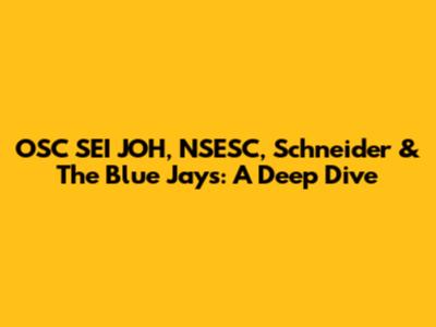 OSC SEI JOH, NSESC, Schneider & The Blue Jays: A Deep Dive