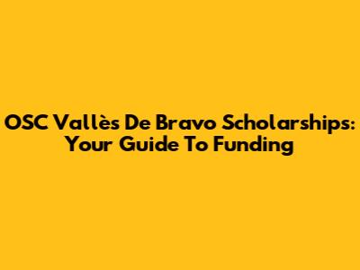 OSC Vallès De Bravo Scholarships: Your Guide To Funding