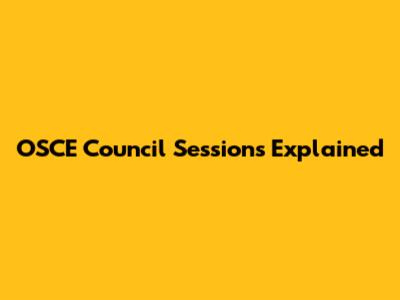 OSCE Council Sessions Explained