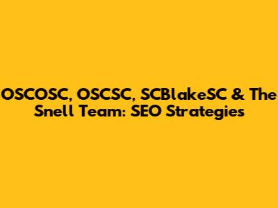 OSCOSC, OSCSC, SCBlakeSC & The Snell Team: SEO Strategies