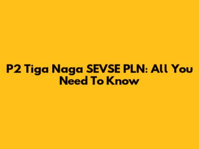 P2 Tiga Naga SEVSE PLN: All You Need To Know