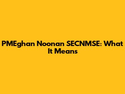 PMEghan Noonan SECNMSE: What It Means