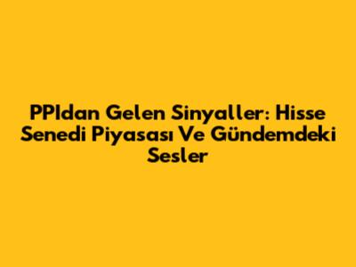 PPI'dan Gelen Sinyaller: Hisse Senedi Piyasası Ve Gündemdeki Sesler