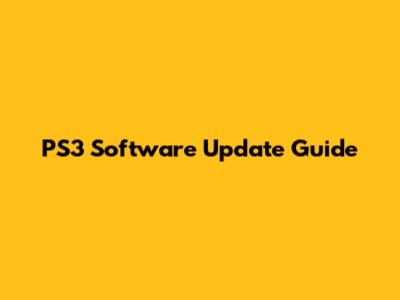 PS3 Software Update Guide