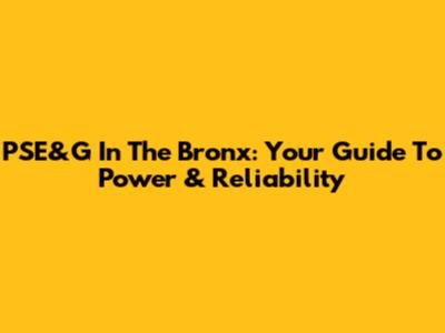 PSE&G In The Bronx: Your Guide To Power & Reliability