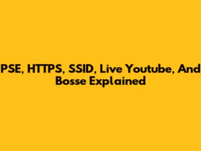 PSE, HTTPS, SSID, Live Youtube, And Bosse Explained