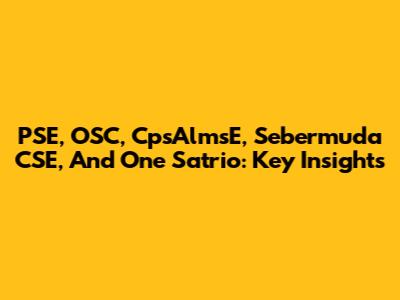 PSE, OSC, CpsAlmsE, Sebermuda CSE, And One Satrio: Key Insights