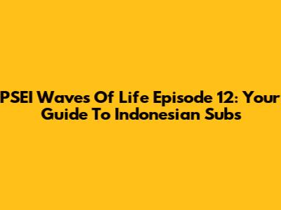 PSEI Waves Of Life Episode 12: Your Guide To Indonesian Subs