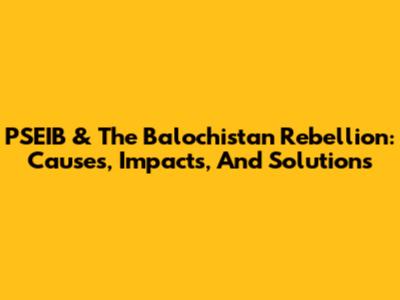 PSEIB & The Balochistan Rebellion: Causes, Impacts, And Solutions
