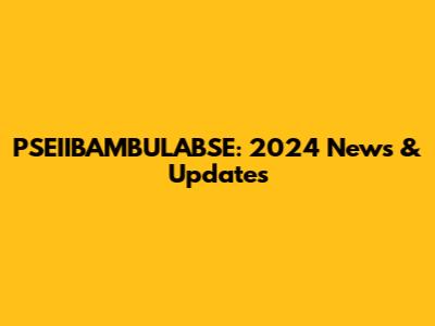 PSEIIBAMBULABSE: 2024 News & Updates