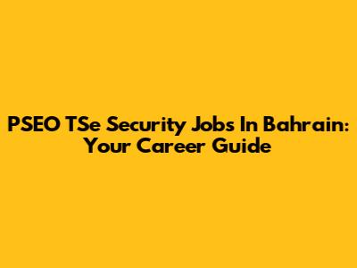 PSEO TSe Security Jobs In Bahrain: Your Career Guide