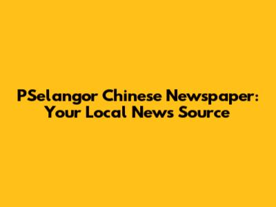 PSelangor Chinese Newspaper: Your Local News Source