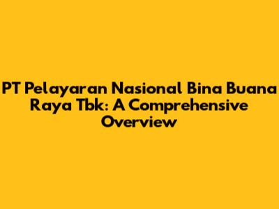 PT Pelayaran Nasional Bina Buana Raya Tbk: A Comprehensive Overview