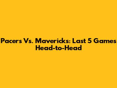 Pacers Vs. Mavericks: Last 5 Games Head-to-Head