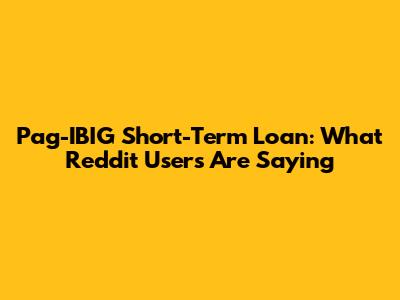 Pag-IBIG Short-Term Loan: What Reddit Users Are Saying