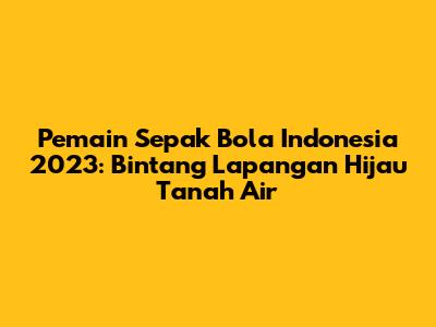 Pemain Sepak Bola Indonesia 2023: Bintang Lapangan Hijau Tanah Air