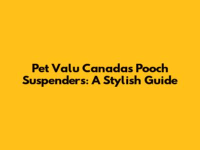 Pet Valu Canada's Pooch Suspenders: A Stylish Guide