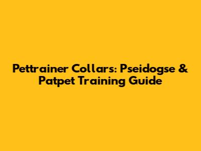 Pettrainer Collars: Pseidogse & Patpet Training Guide