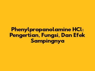 Phenylpropanolamine HCl: Pengertian, Fungsi, Dan Efek Sampingnya