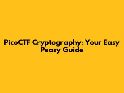 PicoCTF Cryptography: Your Easy Peasy Guide