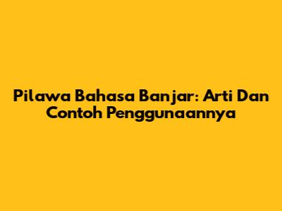 Pilawa Bahasa Banjar: Arti Dan Contoh Penggunaannya