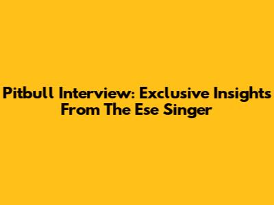 Pitbull Interview:  Exclusive Insights From The Ese Singer