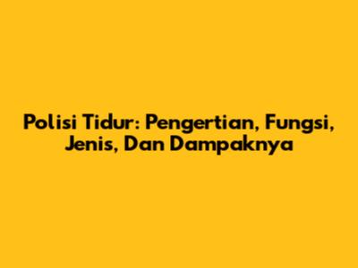 Polisi Tidur: Pengertian, Fungsi, Jenis, Dan Dampaknya