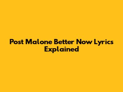 Post Malone "Better Now" Lyrics Explained