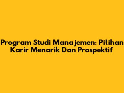Program Studi Manajemen: Pilihan Karir Menarik Dan Prospektif