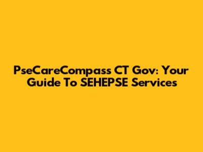 PseCareCompass CT Gov: Your Guide To SEHEPSE Services
