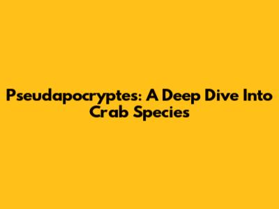 Pseudapocryptes: A Deep Dive Into Crab Species
