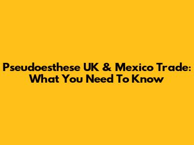 Pseudoesthese UK & Mexico Trade: What You Need To Know