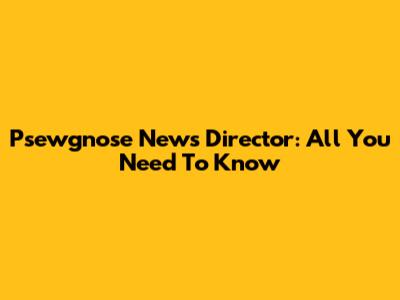 Psewgnose News Director: All You Need To Know
