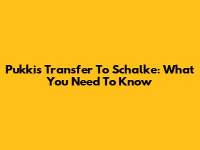 Pukki's Transfer To Schalke: What You Need To Know