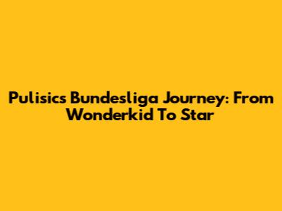 Pulisic's Bundesliga Journey: From Wonderkid To Star