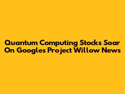 Quantum Computing Stocks Soar On Google's Project Willow News