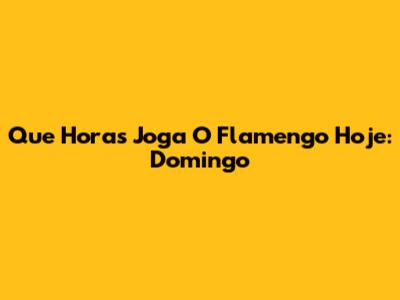Que Horas Joga O Flamengo Hoje: Domingo