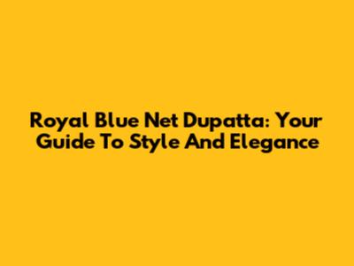 Royal Blue Net Dupatta: Your Guide To Style And Elegance